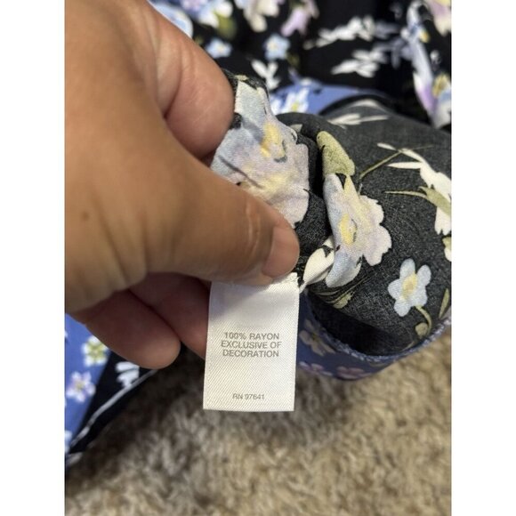 J Jill Shirt Dress Casual Boho Pleated Front Pockets Floral Blue Black Vacay S - Picture 5 of 9